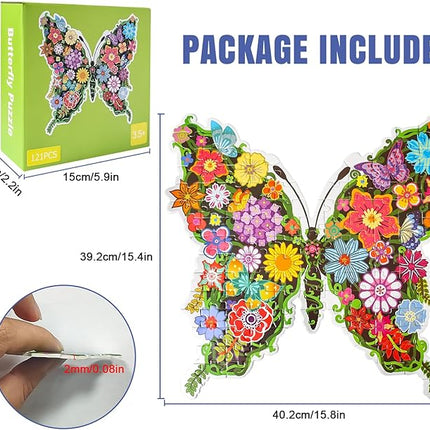 Puzzles for Kids Ages 6-8,8-10 and Adults, Butterfly Shaped Jigsaw Puzzles for Wall Home Decor