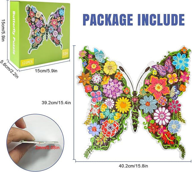 Puzzles for Kids Ages 6-8,8-10 and Adults, Butterfly Shaped Jigsaw Puzzles for Wall Home Decor