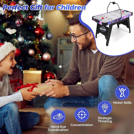 GYMAX Air Hockey Table, 56 Inch Air Hockey Arcade Game Table with Powerful 12V Motor and LED Digital Scoreboard, Includes 2 Pushers and 2 Pucks, for Home, Game Room and Office