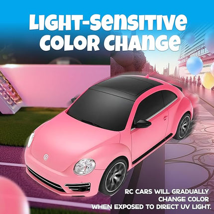 BEZGAR Officially Licensed Remote Control Car for Boys- 1:24 VW Pink RC Cars, Electric Sport Racing Hobby RC Toy Car for Kid, Model Car for Boys, Girls and Adult