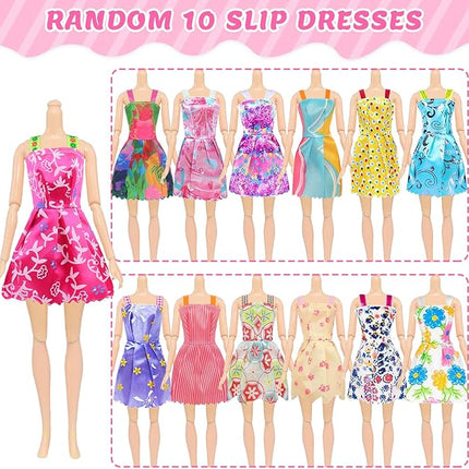 100 Pcs Doll Clothes and Accessories - 5 Wedding Gowns 10 Slip Dresses 2 Fashion Dresses 2 Tops 2 Pants 2 Bikini Swimsuits 10 Shoes and Accessories for 11.5 inch Dolls,Doll Dress up Toys for Girl Gift