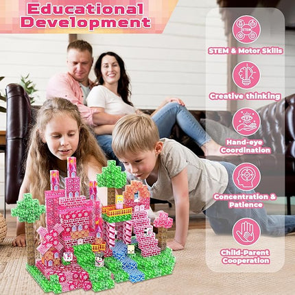 Magnetic Blocks - 100PCS Magnetic Building Block Cubes, Magnet Blocks Transparent Castle Princess Toy Building Sets for Kids, STEM Stacking Magnets Toys, Easter Birthday Gift for Boys Girls Age 4-8