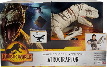 Mattel Jurassic World Super Colossal Atrociraptor Action Figure, 3-foot Long Dinosaur Toy with Eating Feature