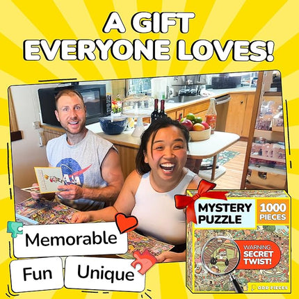 Odd Pieces Jigsaw Puzzles 1000 Pieces - Magic Mystery Story Secret Ending Puzzle - Perfect Game Night for Adults & Kids - Animal Park Theme Challenging (Snack Attack 3)