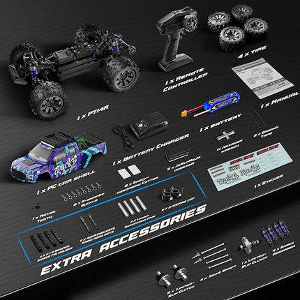 1:14 Brushless RC Trucks for Adults,Max 50mph Electric Off-Road Monster Truck,High Speed 4X4 Remote Control Car with 25W Fast Charger,Waterproof RC Truck with 3S Lipo