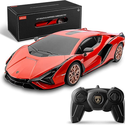 BEZGAR Remote Control Cars - 1:24 Scale Officially Licensed RC Series Lambo Sián FKP 37, Electric Sport Racing Hobby Toy Car Model Vehicle for Boys and Girls Teens and Adults Gift (Red)