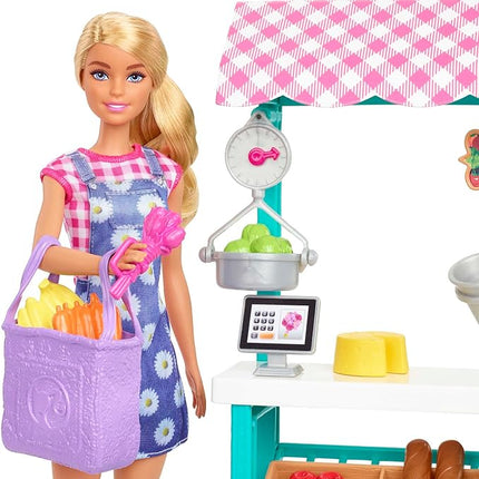 Barbie Careers Playset, Farmers Market Set with Blonde Fashion Doll, Furniture & Accessories