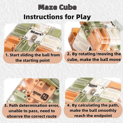 Large Labyrinth 3D Puzzles Maze Cube - Engaging Brain Teaser Toy, 3D Magic Cube Maze Ball Puzzle, Spatial Awareness Brain Training Puzzle Toy for Stress Relief and Cultivate Logical Thinking (1 Pcs)
