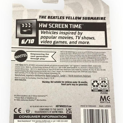 Hot Wheels The Beatles Yellow Submarine, HW Screen Time 6/10