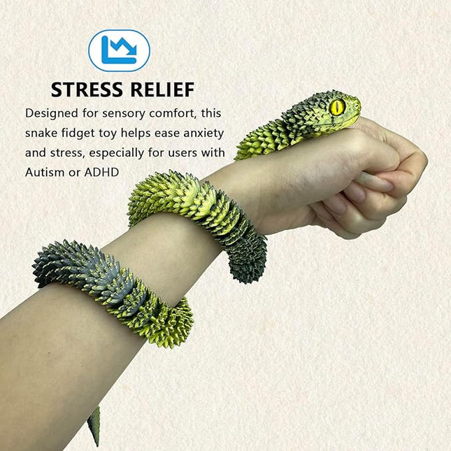 24in 3D Printed Snake Toys, Flexible 3D Printed Animal, Fidget ADHD Snake Toys, Perfect Desk Pet for Animal Collectors, Halloween Decor, Christmas Toy 2025
