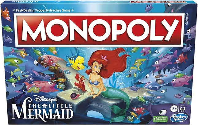 Monopoly Hasbro Gaming Disney's The Little Mermaid Edition Board Game, 2-6 Players for Family and Kids Ages 8+, with 6 Themed Tokens (Amazon Exclusive)