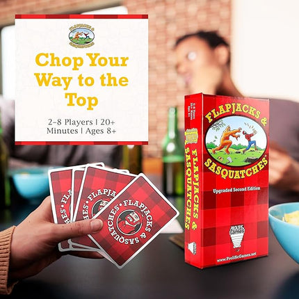 Prolific Games Flapjacks & Sasquatches - Upgraded 2nd Edition, Family Card & Dice Game for 2-8 Players, 20-Minute Rounds, Fun for Kids & Adults, Perfect for Family Game Nights and Camping Trips