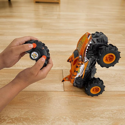 Hot Wheels Monster Trucks RC, 1:24 Scale Tiger Shark Vehicle, Oversized Remote-Control Toy Truck with Terrain Action Tires