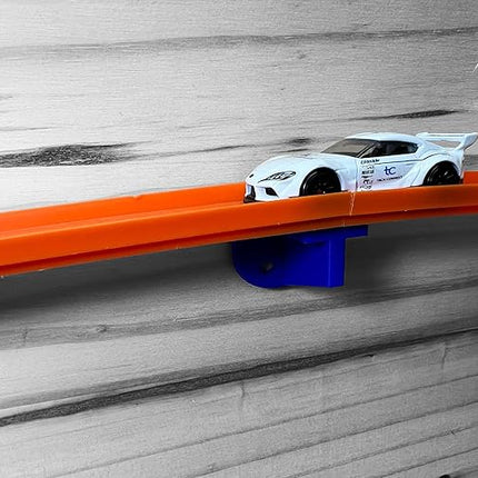 4 Pack Single Lane Wall Mount | Compatible with Hotwheels and Other 1/64 Scale Cars and Trucks (Blue)