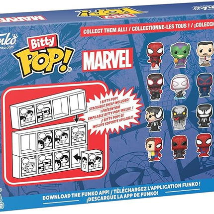 Funko Pop! Bitty: Spider-Man - Spider-Man, Green Goblin, J Jonah Jameson, and Mystery Chase Figure - 0.9 Inch (2.2 Cm) - Marvel Comics Collectable - Stackable Display Shelf Included - Gift Idea