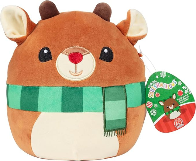 Squishmallows Original 8-Inch Rudolph The Red Nosed Reindeer - Official Jazwares Christmas Plush - Collectible Soft & Squishy Stuffed Animal Toy- Add to Your Squad - Gift for Kids, Girls & Boys