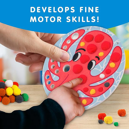 Blue Marble National Geographic Kids Pom Poms Arts and Crafts Kit - Pom Pom Animals Toddler Craft Kit, Preschool Art, Toddler Crafts Ages 3-5, Crafts for Toddlers 2-4 Years, Pom Pom Pictures