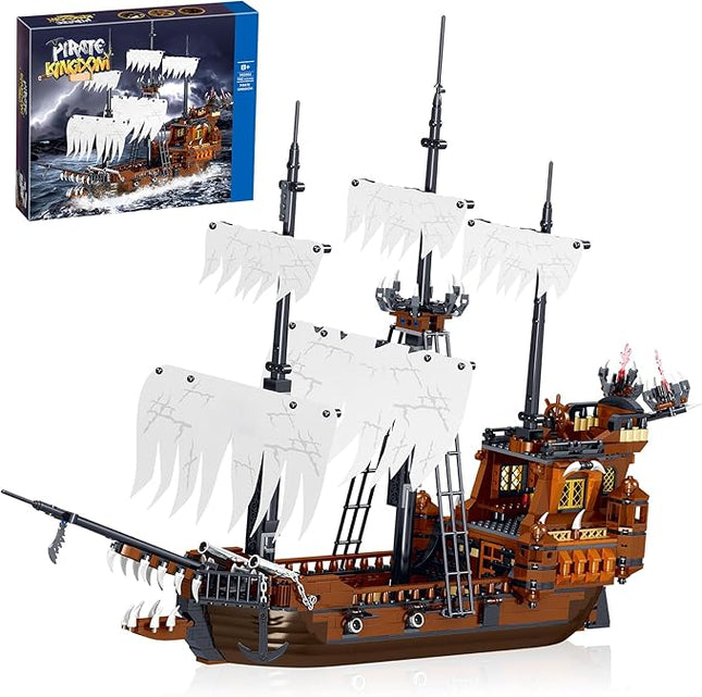 Toy Building Block Set, Pirate Ship Regular Size Brick Model Kit, Creative Ship Building Construction, Christmas Birthday Gift for Adult Teens Children Kids Boys Girls 8+ 1182pcs