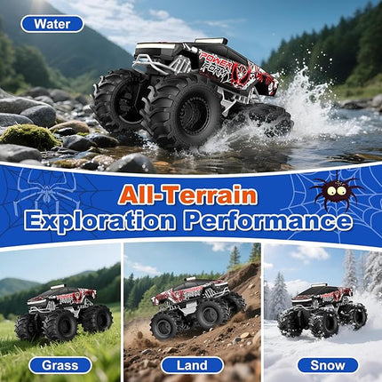 Amphibious Remote Control Car, 1:18 Waterproof Monster Truck Toys RC Cars, 2.4GHz RC Trucks 4WD All Terrain Off-Road Pickup, Kids Christmas Birthday Presents for Boy Girl Toys Age 6 7 8 9 10 11 12