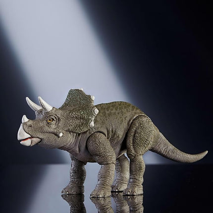 Mattel Jurassic World Hammond Collection Dinosaur Action Figure Toy, Juvenile Triceratops Premium Movie Design with Glass Eyes & 14 Points Articulation