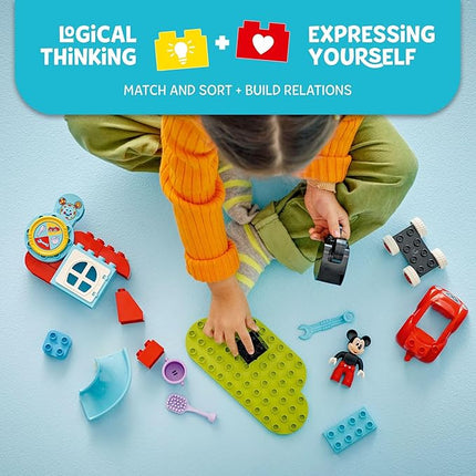 LEGO DUPLO Disney Mickey Mouse Clubhouse & Car Building Kit - Color Sorting Sensory Toy with Spinning Wheel - Toy for Toddlers, Girls, and Boys, Ages 2+ - Birthday Gift for Preschoolers - 10454