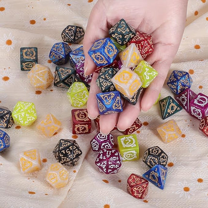 CiaraQ Polyhedral Dice Set - DND Role Playing Dice for Dungeons and Dragons RPG Table Games, Multi-Color, 49pcs