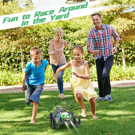 Remote Control Car RC Cars All Terrain Monster Truck, Outdoor 2WD Off Road Hobby RC Truck with 2 Rechargeable Batteries and Colorful Light, 20Km/h Fast RC Car Toys Gift for Kids Boys