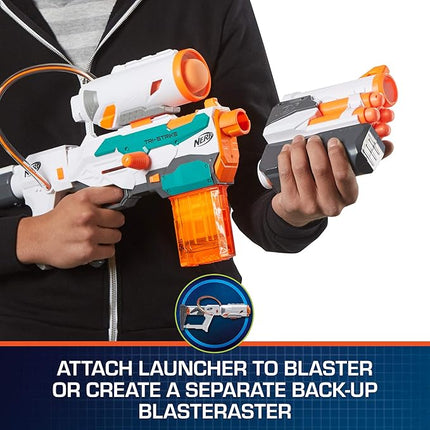 Nerf Modulus Tri-Strike Blaster, Mega Barrel, Rocket Launcher, Clip, 1 Rocket, Kids Outdoor Games (Amazon Exclusive)