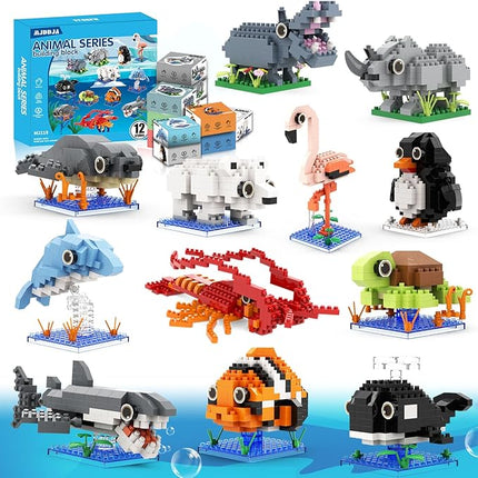 Party Favors for Kids 8-12, 1635PCS-12 Kinds of Animals Building Block Toy, Easter Gifts Goodie Bags Stocking Stuffer Classroom Prizes Building Set, Birthday Gift for Boys Girls Ages 8 9 10 11+