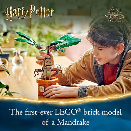 LEGO Harry Potter Mandrake Figure & Pot Plant Toy, Harry Potter Collectible Gift Idea for Kids, Magical Creature Playset for Room décor, Harry Potter Toy for 10 Year Old Girls, Boys or Any Fan, 76433