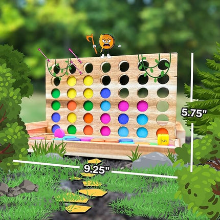 Connect War - 4 in a Row Table Top Game for 2-6 Players, Handcrafted Wooden Games for Family and Group Play, Four in a Row Wood Game