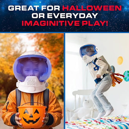 Blue Marble NASA Astronaut Helmet Halloween Costume Accessory – Wearable Space Helmet for Astronaut Costume for Kids, Sticker Sheet, Halloween Accessory for Boys and Girls, Dress Up and Pretend Play