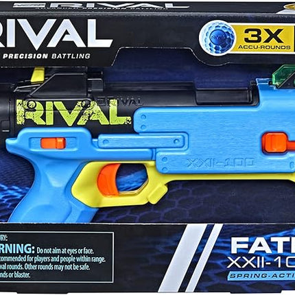 Nerf Rival Fate XXII-100 Blaster, Most Accurate Rival System, Adjustable Rear Sight, Breech Load, Includes 3 Rival Accu-Rounds