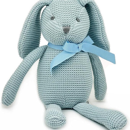 100% Organic Cotton Baby Toys Blue Bunny Rabbit Stuffed Animals for Newborn 7.1"