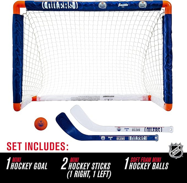 Franklin Sports NHL Mini Hockey Set - Kids Indoor Knee Hockey Goal, Ball, + 2 Stick Combo - Youth Team Indoor Toy Set - Official - Ages 3+