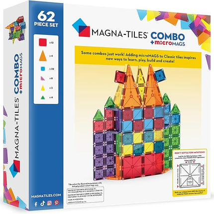 MAGNA-TILES Combo 62-Piece Magnetic Construction Set, The Original Magnetic Building Brand