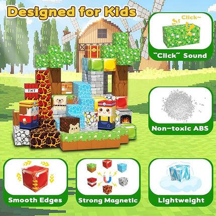 100PCS Magnetic Blocks for Kids 4-8, Magnetic Building Blocks Cubes, Stacking Magnetic Building Tiles Toys for Kids Toddlers Boys Girls Ages 3 4 5 6 7 8-12 Birthday Gifts