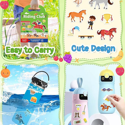 Benresive Reusable Sticker Book for Toddlers 2-4 Years, Fun Travel Stickers for Kids, Waterproof Sticker Books for Toddlers 1-3, Crafts Activities for Todddlers 1-3 2-4 3-5 - Riding