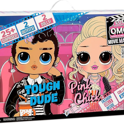 L.O.L. Surprise! OMG Movie Magic Fashion Dolls 2-Pack Tough Dude and Pink Chick with 25 Surprises Including 4 Fashion Looks, 3D Glasses, Accessories and Reusable Playset - Great Gift for Ages 4+