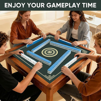 Mahjong Mat with Gray Carrying Bag - Anti Slip and Noise Reduction Gaming Mat for Mahjong, Poker, Board Games, Card Games, Dominoes(Green, 31.5"x31.5")