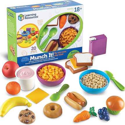 Learning Resources New Sprouts Munch It! Food Set - Food Kitchen Accessories, Pretend Toys, Toddler Picnic Table Games,Kitchen Set, Grocery Fine Motor Skills, Montessori Cooking