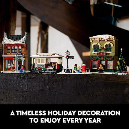 LEGO Holiday Main Street Building Kit, Christmas Village Adult Set for Families, Holiday Display Set with Shops, Streetcar and 6 Minifigures, Christmas Decoration to Build Together, 10308