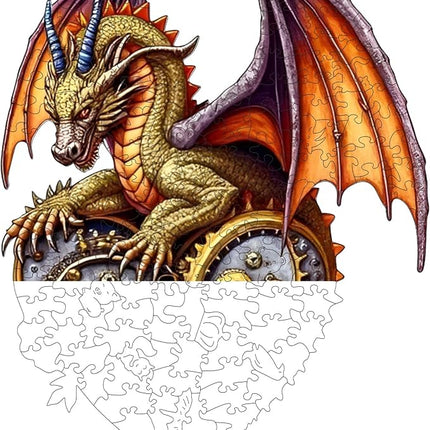 Jigsaw Puzzles,210 Pieces Flying Dragon Wooden Puzzles for Adults, Unique Shaped Plant Puzzles,Brain Teaser Family Flower Puzzle Game (Dragon, Medium)