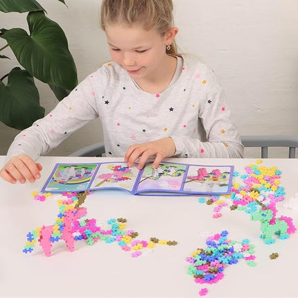 PLUS PLUS Learn to Build Set, Interlocking Mini Building Blocks, 3D Puzzle Construction Stem Toy for Kids - Unicorns, 275 Pieces