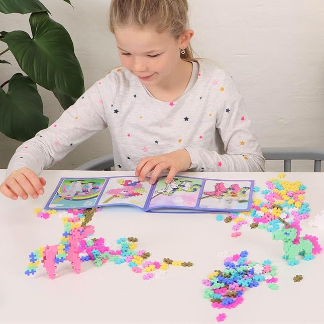 PLUS PLUS Learn to Build Set, Interlocking Mini Building Blocks, 3D Puzzle Construction Stem Toy for Kids - Unicorns, 275 Pieces