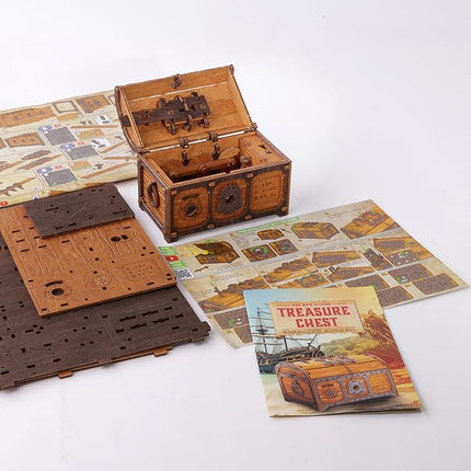 WOODEN.CITY Puzzle Box Treasure Chest - Assemble and Solve Riddles for a Unique Escape Room Experience - Wooden Clue Box Perfect Unique Gift Box - Made in EU