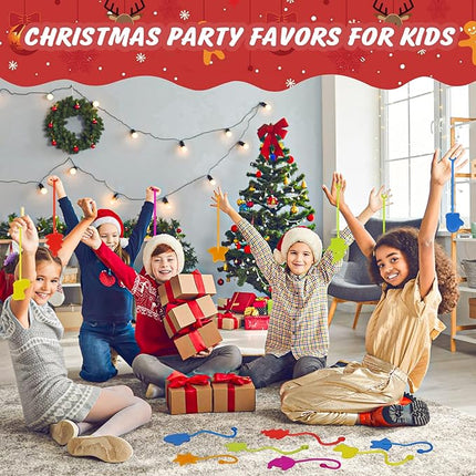 Christmas Sticky Hands Bulk 42PCS Christmas Party Favors for Kids Stocking Stuffers for Kids Stretchy Sticky Hand Toy Goodie Bag Stuffers Fillers Toys Classroom Prizes Carnival Birthday Party Supplies