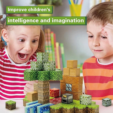 Magnetic Blocks - 120PCS Build Mine Magnet World Set w/Fidget Cubes, Educational Magnetic Tiles Building Toys for Boys & Girls, STEM Montessori Sensory Toys for Toddlers Kids Age 3+