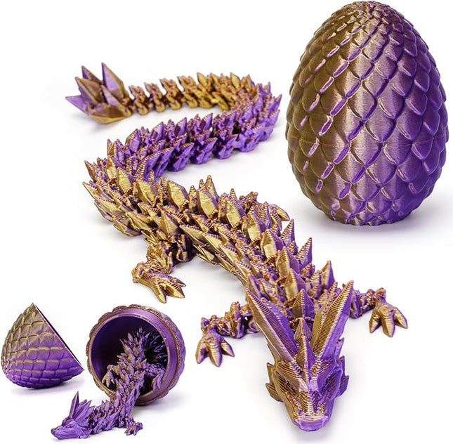 12 Inch 3D Printed Dragon - Mystery Surprise Egg with Flexible Articulated Dragon Inside, Cool Dragons Toys for Boys Kids Age 5-7