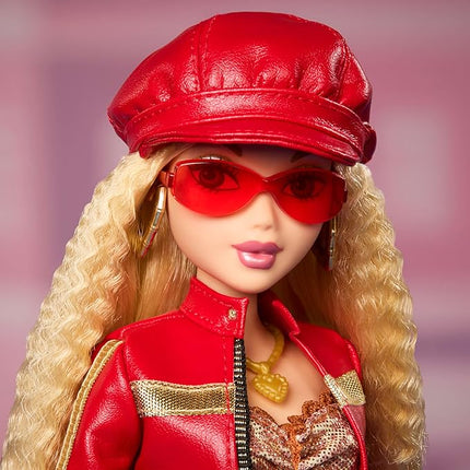 Barbie Signature My Scene Doll & Accessories, in Y2K-Inspired Outfit with Pleather Jacket, Flare Pants, Saddle Bag & Display Stand